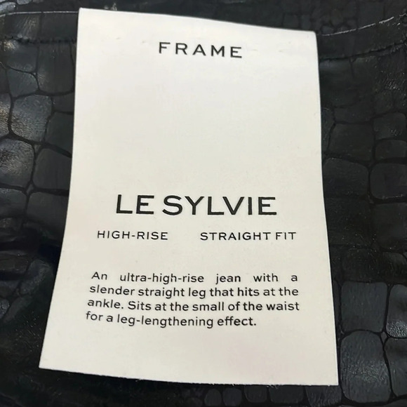 Frame Le Sylvie Slender Straight Jeans in Noir Croc - NEW - Size 30 - Picture 9 of 11